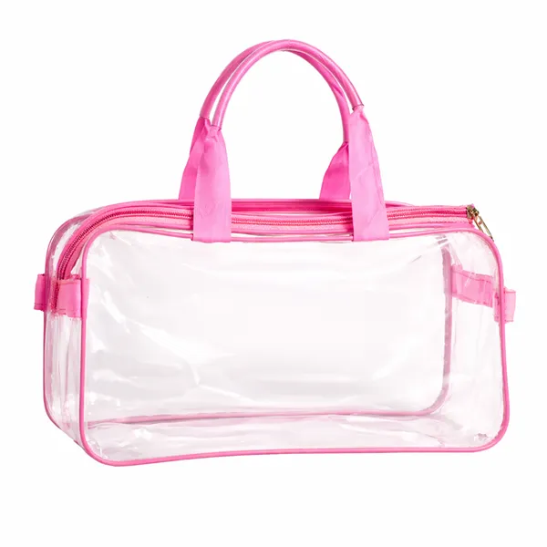 Clear_Shoe_Storage_Travel_Bag_With_Zipper_&_Handle_|_Multipurpose_Novelty_Kit_Organizer_For_Shoes,_Cosmetics_&_Toiletries_(Pink)