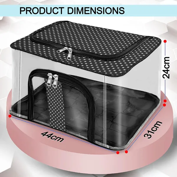 Multipurpose_Transparent_Wardrobe_Storage_Bag_|_Clothes_Organizer_With_Dual_Zipper_|_Foldable_Saree_Garment_Storage_Box_(Maroon)