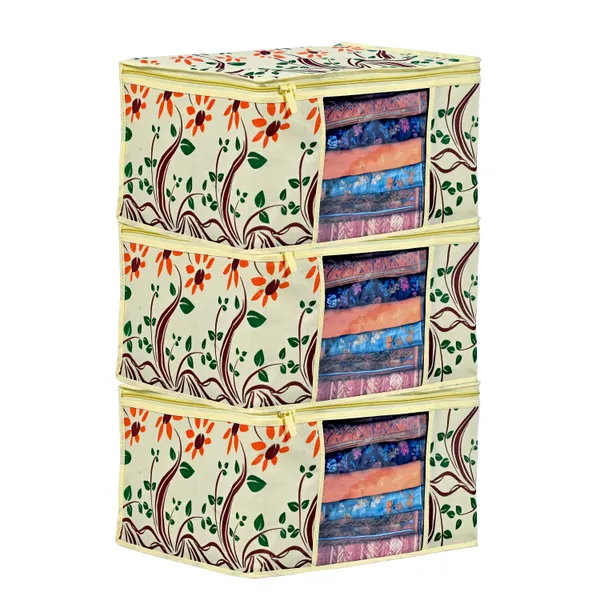 Premium_Printed_Clothes_Storage_Bag_With_Clear_Window_&_Zipper_|_Foldable_Wardrobe_Organizer_For_Saree,_Blanket_&_Bedding_|_Saree_Cover_Storage_Box_For_Clothes_With_Premium_Quality_Non_Woven_Combo_Offer_Saree_Organizer_For_Wardrobe/Organizers_For_Clothes/Saree_Cover_(Pack_Of_3)