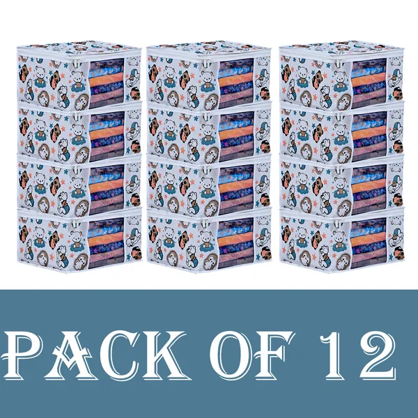 Multipurpose_Foldable_Clothes_Storage_Organizer_With_Front_Window_|_Cartoon_Print_Garment,_Blanket_&_Saree_Storage_Bag_For_Wardrobe_|_Saree_Cover_Storage_Box_For_Clothes_With_Premium_Quality_Non_Woven_Combo_Offer_Saree_Organizer_For_Wardrobe/Organizers_For_Clothes/Saree_Cover_|_(Pack_Of_12)