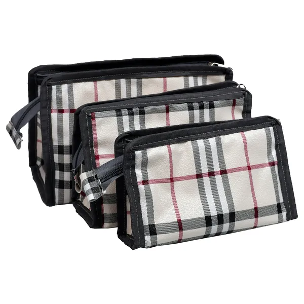 Ladies_Grey_Check_Pattern_Hand_Wallet_Set_-_3_Different_Size_Zipper_Pouches_|_Multi_Pocket_Makeup_&_Cosmetic_Organizer_Wallet_Set