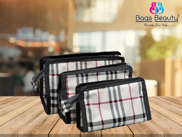 Ladies_Grey_Check_Pattern_Hand_Wallet_Set_-_3_Different_Size_Zipper_Pouches_|_Multi_Pocket_Makeup_&_Cosmetic_Organizer_Wallet_Set