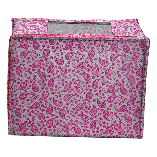 Large_Foldable_Clothes_Storage_Bag_With_Zipper_&_Transparent_Window_|_Paisley_Print_Wardrobe_Organizer_For_Saree,_Blanket_&_Quilt_Storage_(Pack_Of_3)