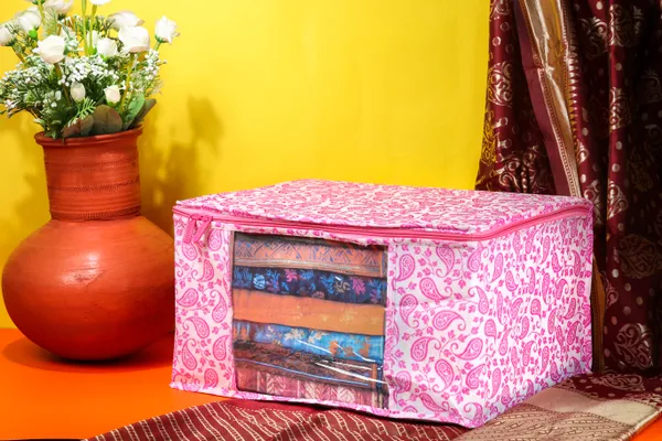 Large_Foldable_Clothes_Storage_Bag_With_Zipper_&_Transparent_Window_|_Paisley_Print_Wardrobe_Organizer_For_Saree,_Blanket_&_Quilt_Storage_(Pack_Of_3)