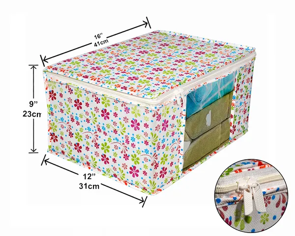 Saree_Cover_Storage_Box_For_Clothes_With_Premium_Quality_Non_Woven_Combo_Offer_Saree_Organizer_For_Wardrobe/Organizers_For_Clothes/Saree_Cover_|_Multipurpose_Foldable_Saree_&_Clothes_Storage_Organizer_With_Front_Window_|_Multicolor_Floral_Printed_Garment_Storage_Bag_For_Wardrobe_(Pack_Of_3)