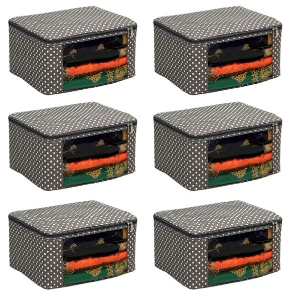 Multipurpose_Saree_Storage_Organizer_With_Transparent_Window_|_Laminated_Canvas_Printed_Fabric_Garment_Packing_Cover_|_Heavy_Zip_Storage_Bag_(Grey_Print)