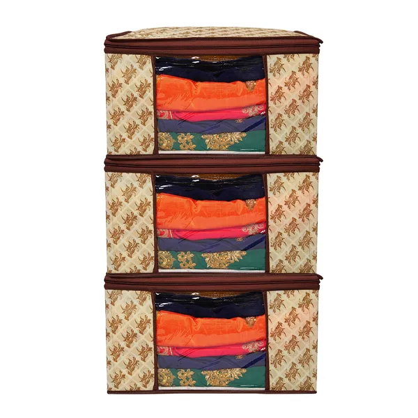 Premium_Printed_Clothes_Storage_Bag_With_Clear_Window_&_Zipper_|_Foldable_Wardrobe_Organizer_For_Saree,_Blanket_&_Bedding_|_Saree_Cover_Storage_Box_For_Clothes_With_Premium_Quality_Non_Woven_Combo_Offer_Saree_Organizer_For_Wardrobe/Organizers_For_Clothes/Saree_Cover_|_Foldable_Premium_Print_Saree_Cover_Set_|_Foldable_Saree_Clothes_Storage_Bag_Wardrobe_(Pack_Of_3)