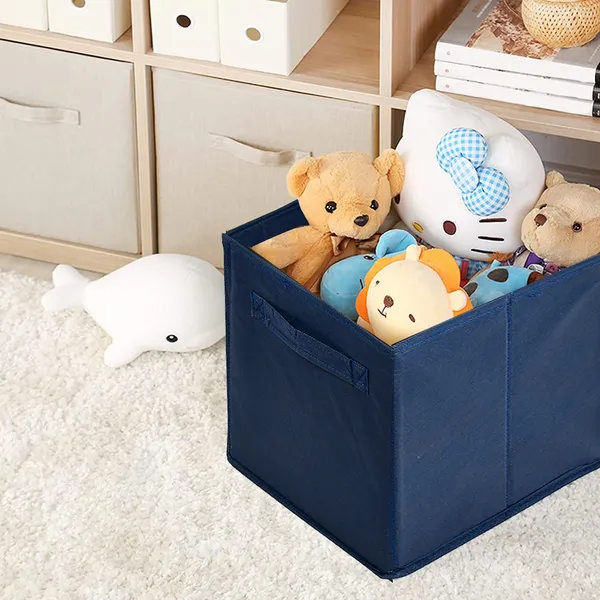 Multipurpose_Wardrobe_Storage_Box_With_Heavy_Handles_|_20L_Clothes_Organizer_For_Garments,_Kurtis_&_Dresses_|_Foldable_Non-Woven_Hardboard_Storage_Bin_(Navy_Blue)