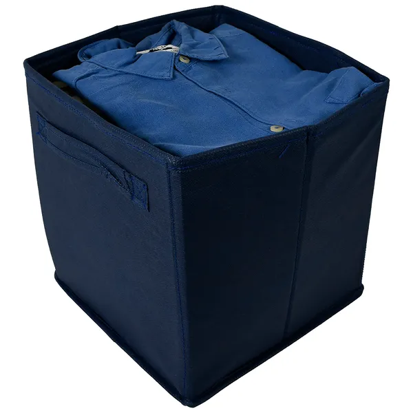 Multipurpose_Wardrobe_Storage_Box_With_Heavy_Handles_|_20L_Clothes_Organizer_For_Garments,_Kurtis_&_Dresses_|_Foldable_Non-Woven_Hardboard_Storage_Bin_(Navy_Blue)