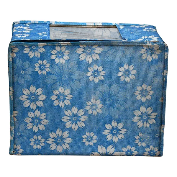 Blue_Floral_Foldable_Storage_Bag_With_Zipper_Window_|_Large_Clothes_&_Blanket_Organizer_For_Wardrobe_(Pack_Of_6)
