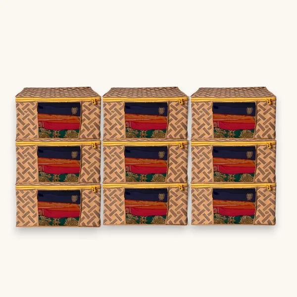 Saree_Cover_Storage_Box_For_Clothes_With_Premium_Quality_Non_Woven_Combo_Offer_Saree_Organizer_For_Wardrobe/Organizers_For_Clothes/Saree_Cover_|_Heavy_Duty_Foldable_Storage_Bag_|_Clothes,_Quilt_&_Blanket_Organizer_With_Transparent_Window_For_Wardrobe_|_Foldable_Saree_Clothes_Storage_Bag_Wardrobe_(Pack_Of_12)