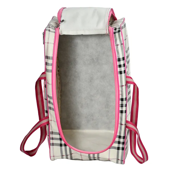 Pink_Check_Pattern_Travel_Bag_For_Women_|_Large_Capacity_Clothes_Organizer_Duffel_Bag_|_Stylish_Multipurpose_Weekend_Travel_Storage_Bag