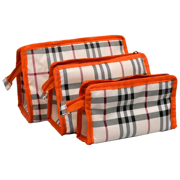 Ladies_Orange_Check_Pattern_Hand_Wallet_Set_-_3_Size_Zipper_Pouch_Combo_|_Multi_Pocket_Travel_Cosmetic_Organizer_Wallet_For_Women