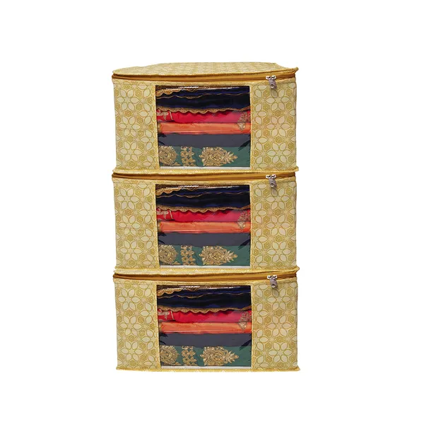 Saree_Cover_Storage_Box_For_Clothes_With_Premium_Quality_Non_Woven_Combo_Offer_Saree_Organizer_For_Wardrobe/Organizers_For_Clothes/Saree_Cover_|_Heavy_Duty_Foldable_Storage_Bag_|_Clothes,_Quilt_&_Blanket_Organizer_With_Transparent_Window_For_Wardrobe_|_Foldable_Saree_Clothes_Storage_Bag_Wardrobe_(Pack_Of_3)