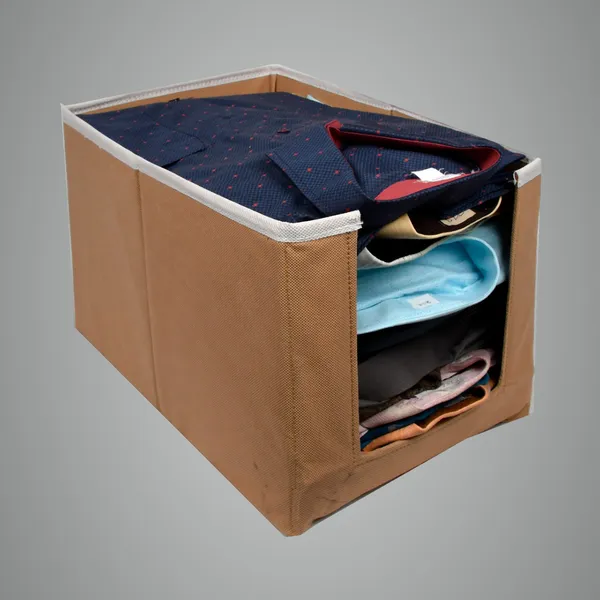 Foldable_Wardrobe_Storage_Box_With_Front_Window_|_Clothes_Organizer_For_Kurtis,_Dresses_&_Kids_Garments_|_Non-Woven_Hardboard_Storage_Bin_20L_(Beige)