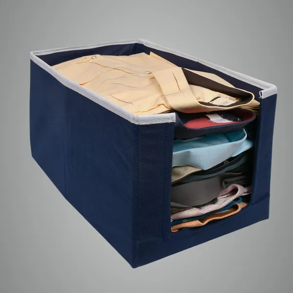 Wardrobe_Clothes_Storage_Box_With_Front_Window_|_Foldable_Garment_Organizer_For_Dresses,_Kurtis_&_Kids_Clothes_|_Non-Woven_Hardboard_Storage_Bin_20L_(Navy_Blue)