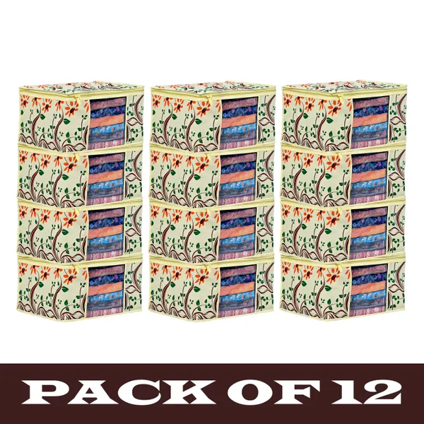 Premium_Printed_Clothes_Storage_Bag_With_Clear_Window_&_Zipper_|_Foldable_Wardrobe_Organizer_For_Saree,_Blanket_&_Bedding_|_Saree_Cover_Storage_Box_For_Clothes_With_Premium_Quality_Non_Woven_Combo_Offer_Saree_Organizer_For_Wardrobe/Organizers_For_Clothes/Saree_Cover_(Pack_Of_12)