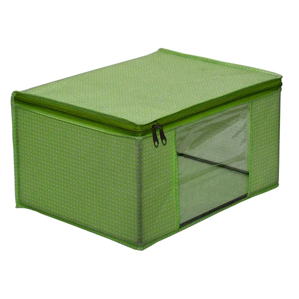 Green_Polka_Dot_Foldable_Storage_Bag_With_Zipper_Window_|_Large_Clothes_&_Blanket_Organizer_For_Wardrobe_Saree_Cover_Storage_Box_For_Clothes_With_Premium_Quality_Non_Woven_Combo_Offer_Saree_Organizer_For_Wardrobe/Organizers_For_Clothes/Saree_Cover_|_|_Saree_Bags_Saree_Covers_For_Storage,_Wardrobe_Organiser_|_Foldable_Saree_Clothes_Storage_Bag_Wardrobe_(Pack_Of_6)