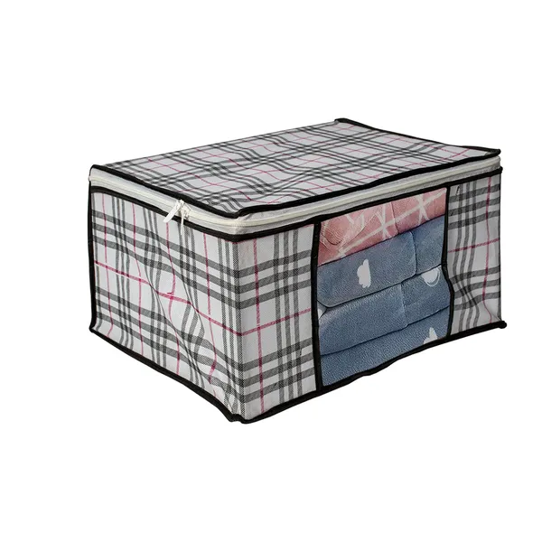 Premium_Check_Print_Clothes_Storage_Bag_With_Clear_Window_&_Zipper_|_Foldable_Wardrobe_Organizer_For_Blanket,_Saree_&_Bedding_|_Saree_Cover_Storage_Box_For_Clothes_With_Premium_Quality_Non_Woven_Combo_Offer_Saree_Organizer_For_Wardrobe/Organizers_For_Clothes/Saree_Cover_|_Foldable_Saree_Clothes_Storage_Bag_Wardrobe_(Pack_Of_12)