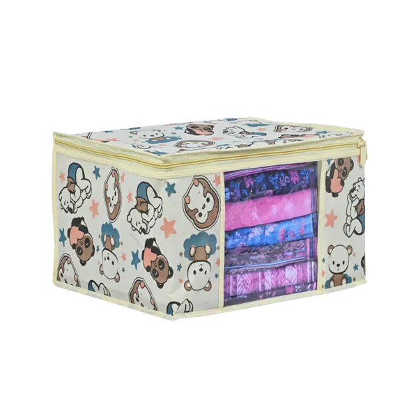 Cartoon_Printed_Foldable_Storage_Bag_With_Zipper_Window_|_Large_Clothes_&_Blanket_Organizer_For_Wardrobe_|_Saree_Cover_Storage_Box_For_Clothes_With_Premium_Quality_Non_Woven_Combo_Offer_Saree_Organizer_For_Wardrobe/Organizers_For_Clothes/Saree_Cover_(Pack_Of_6)