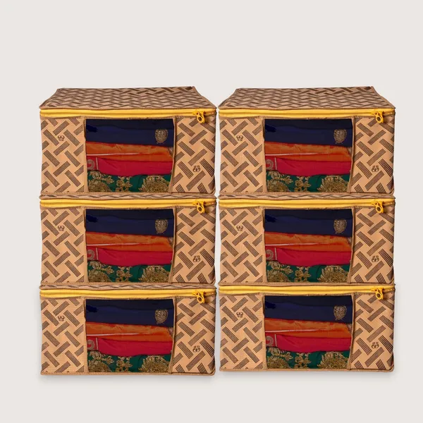 Saree_Cover_Storage_Box_For_Clothes_With_Premium_Quality_Non_Woven_Combo_Offer_Saree_Organizer_For_Wardrobe/Organizers_For_Clothes/Saree_Cover_|_Heavy_Duty_Foldable_Storage_Bag_|_Clothes,_Quilt_&_Blanket_Organizer_With_Transparent_Window_For_Wardrobe_|_Foldable_Saree_Clothes_Storage_Bag_Wardrobe_(Pack_Of_6)