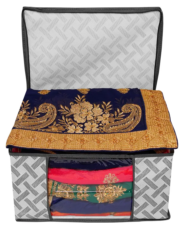 Multipurpose_Foldable_Storage_Bag_With_Zipper_Window_|_Large_Clothes_&_Blanket_Organizer_For_Wardrobe_(Pack_Of_6)