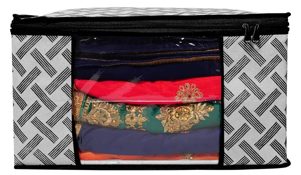 Multipurpose_Foldable_Storage_Bag_With_Zipper_Window_|_Large_Clothes_&_Blanket_Organizer_For_Wardrobe_(Pack_Of_6)