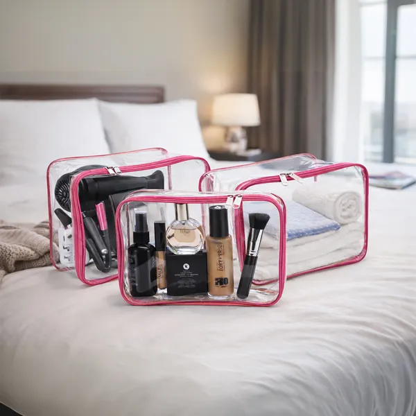 Transparent_Makeup_Organizer_Travel_Pouch_|_Multipurpose_Cosmetic_Toiletry_Kit_Bag_For_Women_|_Clear_Pvc_Vanity_Storage_Bag_(Pink)