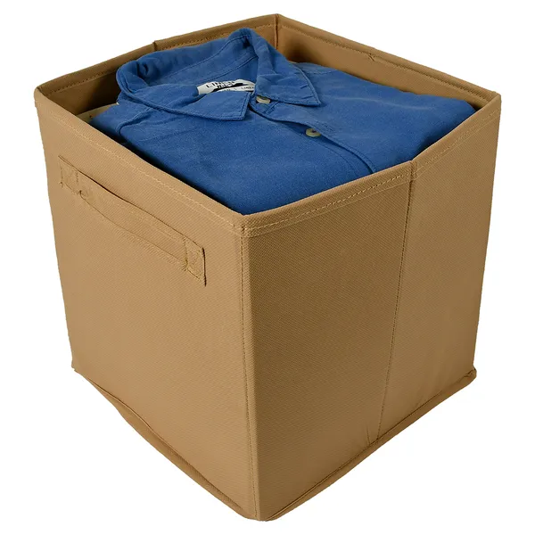 Multipurpose_Clothes_Storage_Box_For_Wardrobe_|_20L_Foldable_Garment_Organizer_With_Heavy_Handles_|_Non-Woven_Hardboard_Storage_Bin_(Beige)