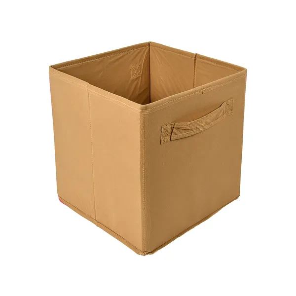 Multipurpose_Clothes_Storage_Box_For_Wardrobe_|_20L_Foldable_Garment_Organizer_With_Heavy_Handles_|_Non-Woven_Hardboard_Storage_Bin_(Beige)