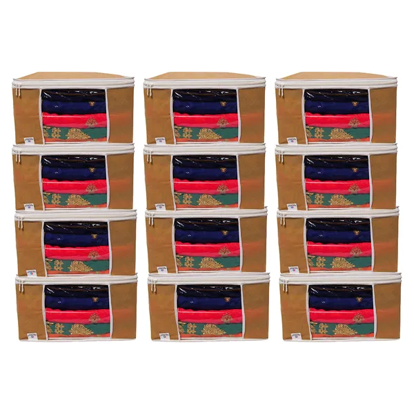 Saree_Cover_Storage_Box_For_Multipurpose_Foldable_Clothes_Storage_Organizer_With_Front_Window_|_Solid_Color_Saree,_Blanket_&_Garment_Storage_Bag_For_Wardrobe_|_Saree_Bags_Saree_Covers_For_Storage,_Wardrobe_Organiser_|_Foldable_Saree_Clothes_Storage_Bag_Wardrobe_(Pack_Of_12)