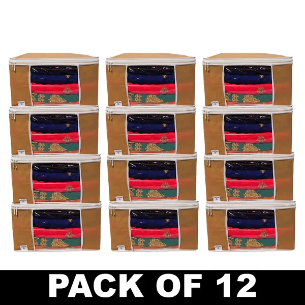 Saree_Cover_Storage_Box_For_Multipurpose_Foldable_Clothes_Storage_Organizer_With_Front_Window_|_Solid_Color_Saree,_Blanket_&_Garment_Storage_Bag_For_Wardrobe_|_Saree_Bags_Saree_Covers_For_Storage,_Wardrobe_Organiser_|_Foldable_Saree_Clothes_Storage_Bag_Wardrobe_(Pack_Of_12)