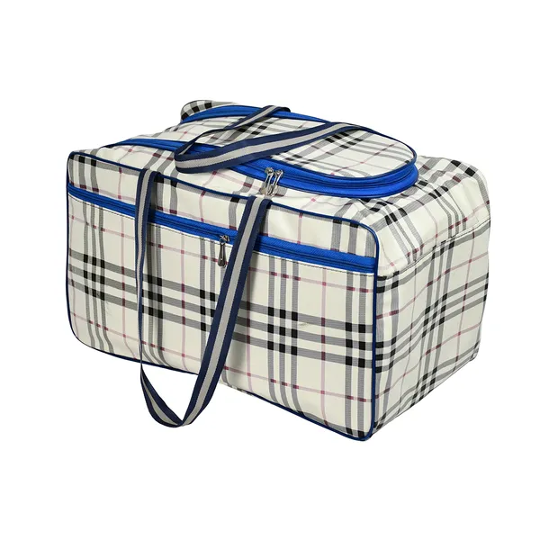 Large_Capacity_Blue_Check_Pattern_Travel_Bag_For_Men_&_Women_|_Waterproof_Clothes_Storage_Organizer_With_Strong_Handles_|_Multipurpose_Luggage_Duffel_Bag