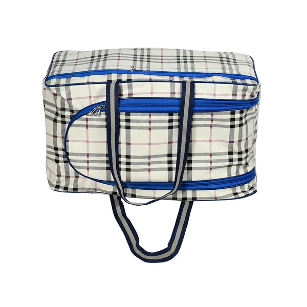 Large_Capacity_Blue_Check_Pattern_Travel_Bag_For_Men_&_Women_|_Waterproof_Clothes_Storage_Organizer_With_Strong_Handles_|_Multipurpose_Luggage_Duffel_Bag