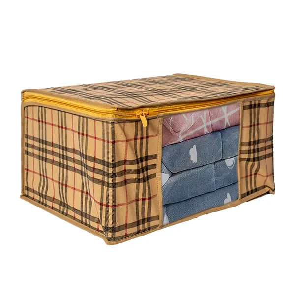 Large_Foldable_Clothes_Storage_Bag_With_Zipper_&_Transparent_Window_|_Checkered_Wardrobe_Organizer_For_Blanket,_Quilt_&_Garment_Storage_|_Saree_Cover_Storage_Box_For_Clothes_With_Premium_Quality_Non_Woven_Combo_Offer_Saree_Organizer_For_Wardrobe/Organizers_For_Clothes/Saree_Cover_(Pack_Of_6)