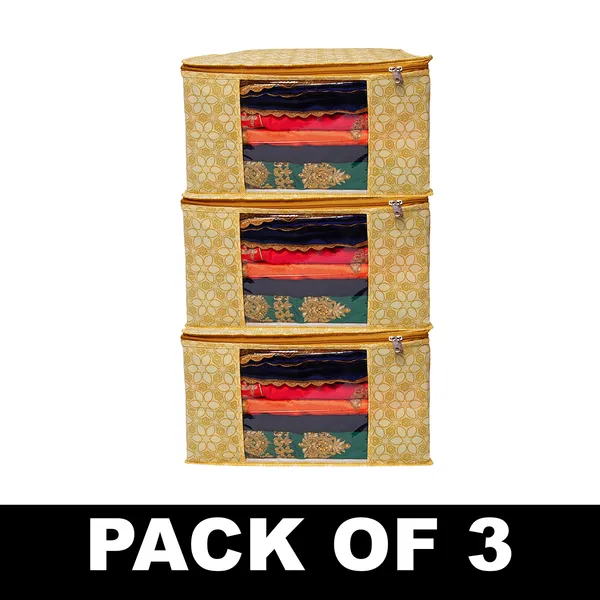 Large_Foldable_Clothes_Storage_Bag_With_Zipper_&_Transparent_Window_|_Checkered_Wardrobe_Organizer_For_Blanket,_Quilt_&_Garment_Storage_|_Saree_Cover_Storage_Box_For_Clothes_With_Premium_Quality_Non_Woven_Combo_Offer_Saree_Organizer_For_Wardrobe/Organizers_For_Clothes/Saree_Cover_(Pack_Of_3)