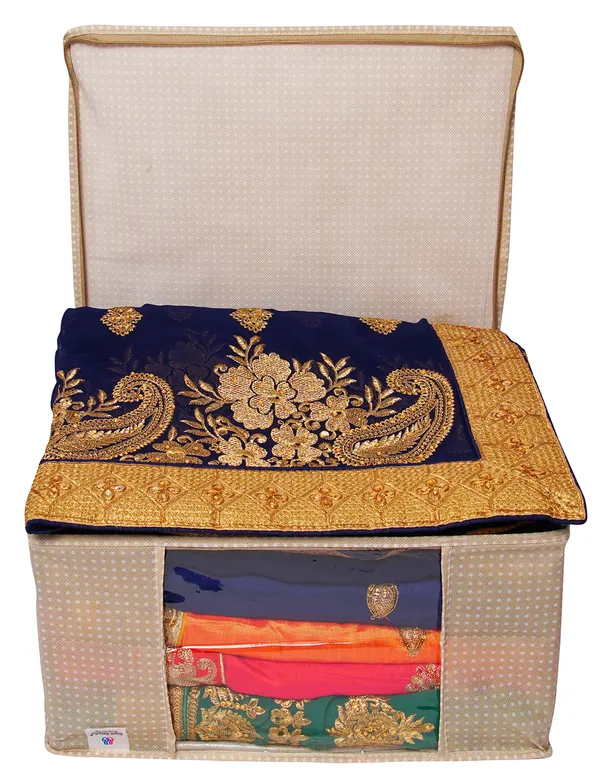 Saree_Cover_Storage_Box_For_Clothes_With_Premium_Quality_Non_Woven_Combo_Offer_Saree_Organizer_For_Premium_Polka_Dot_Clothes_Storage_Bag_With_Clear_Window_&_Zipper_|_Foldable_Wardrobe_Organizer_For_Saree,_Blanket_&_Bedding_|_Foldable_Saree_Clothes_Storage_Bag_Wardrobe_(Pack_Of_6)