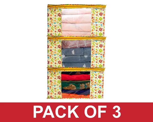 Large_Foldable_Clothes_&_Saree_Storage_Bag_With_Zipper_&_Transparent_Window_|_Multicolor_Floral_Wardrobe_Organizer_For_Blanket,_Quilt_&_Garment_Storage_|_Saree_Cover_Storage_Box_For_Clothes_With_Premium_Quality_Non_Woven_Combo_Offer_Saree_Organizer_For_Wardrobe/Organizers_For_Clothes/Saree_Cover_|_Foldable_Saree_Clothes_Storage_Bag_Wardrobe_(Pack_Of_6)