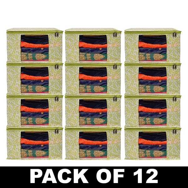 Premium_Paisley_Clothes_Storage_Bag_With_Clear_Window_&_Zipper_|_Foldable_Wardrobe_Organizer_For_Saree,_Blanket_&_Bedding_(Pack_Of_12)