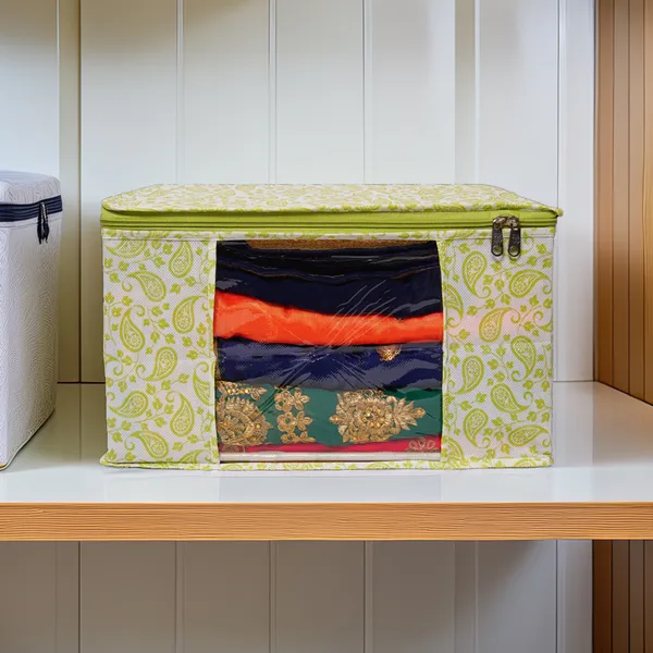 Premium_Paisley_Clothes_Storage_Bag_With_Clear_Window_&_Zipper_|_Foldable_Wardrobe_Organizer_For_Saree,_Blanket_&_Bedding_(Pack_Of_12)