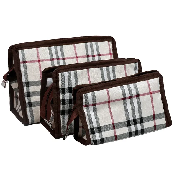 Ladies_Beige_Check_Pattern_Hand_Wallet_Set_-_3_Different_Size_Zipper_Pouches_|_3_Pocket_Organizer_Wallet_Combo_For_Makeup,_Travel_&_Daily_Use