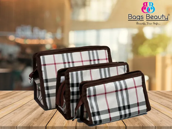 Ladies_Beige_Check_Pattern_Hand_Wallet_Set_-_3_Different_Size_Zipper_Pouches_|_3_Pocket_Organizer_Wallet_Combo_For_Makeup,_Travel_&_Daily_Use