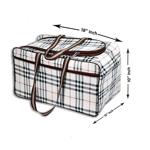 Brown_Check_Pattern_Travel_Duffel_Bag_For_Men_&_Women_|_Large_Capacity_Clothes_Storage_Bag_|_Durable_Waterproof_Multipurpose_Luggage_Bag