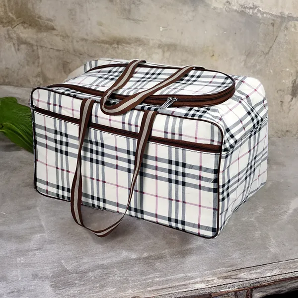 Brown_Check_Pattern_Travel_Duffel_Bag_For_Men_&_Women_|_Large_Capacity_Clothes_Storage_Bag_|_Durable_Waterproof_Multipurpose_Luggage_Bag