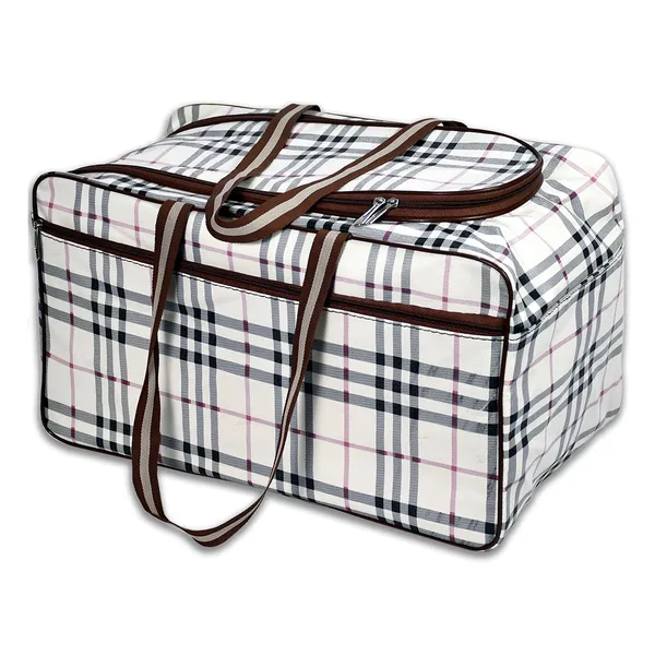 Brown_Check_Pattern_Travel_Duffel_Bag_For_Men_&_Women_|_Large_Capacity_Clothes_Storage_Bag_|_Durable_Waterproof_Multipurpose_Luggage_Bag