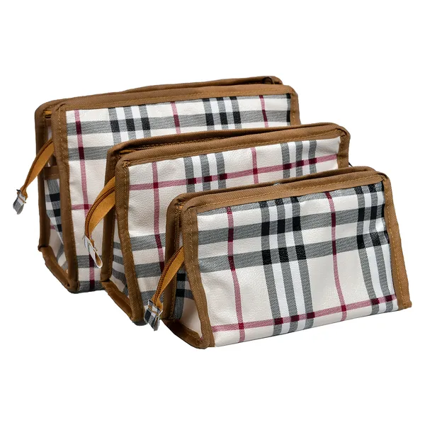 Ladies_Beige_Check_Pattern_Hand_Wallet_Set_-_3_Different_Size_Zipper_Pouch_Combo_|_Multi_Pocket_Cosmetic_Organizer_Wallet_For_Travel_&_Daily_Use
