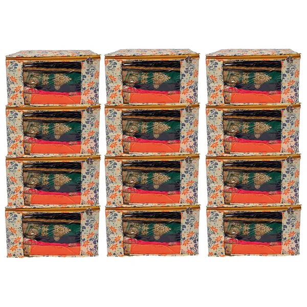 Multipurpose_Foldable_Clothes_Storage_Organizer_With_Front_Window_|_Multicolor_Printed_Saree,_Blanket_&_Garment_Storage_Bag_For_Wardrobe_|_Saree_Cover_Storage_Box_For_Clothes_With_Premium_Quality_Non_Woven_Combo_Offer_Saree_Organizer_For_Wardrobe/Organizers_For_Clothes/Saree_Cover_|_Saree_Bags_Saree_Covers_For_Storage,_Wardrobe_Organiser_|_Foldable_Saree_Clothes_Storage_Bag_Wardrobe_(Pack_Of_12)
