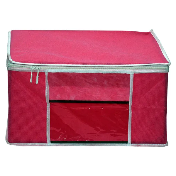 Premium_Clothes_Storage_Bag_With_Clear_Window_&_Zipper_|_Foldable_Wardrobe_Organizer_For_Saree,_Blanket_&_Bedding_(Pack_Of_6)