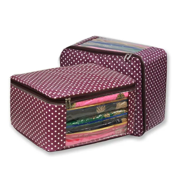 Designer_Saree_Garment_Packing_Cover_With_Front_Transparent_Window_|_Laminated_Canvas_Printed_Fabric_Storage_Organizer_|_Heavy_Zip_Bag_(Purple_Print)