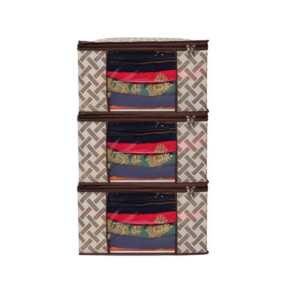 Saree_Cover_Storage_Box_For_Clothes_With_Premium_Quality_Non_Woven_Combo_Offer_Saree_Organizer_For_Large_Foldable_Clothes_Storage_Bag_With_Zipper_&_Transparent_Window_|_Cream_Geometric_Print_Wardrobe_Organizer_For_Saree,_Blanket_&_Quilt_Storage_(Pack_Of_3)
